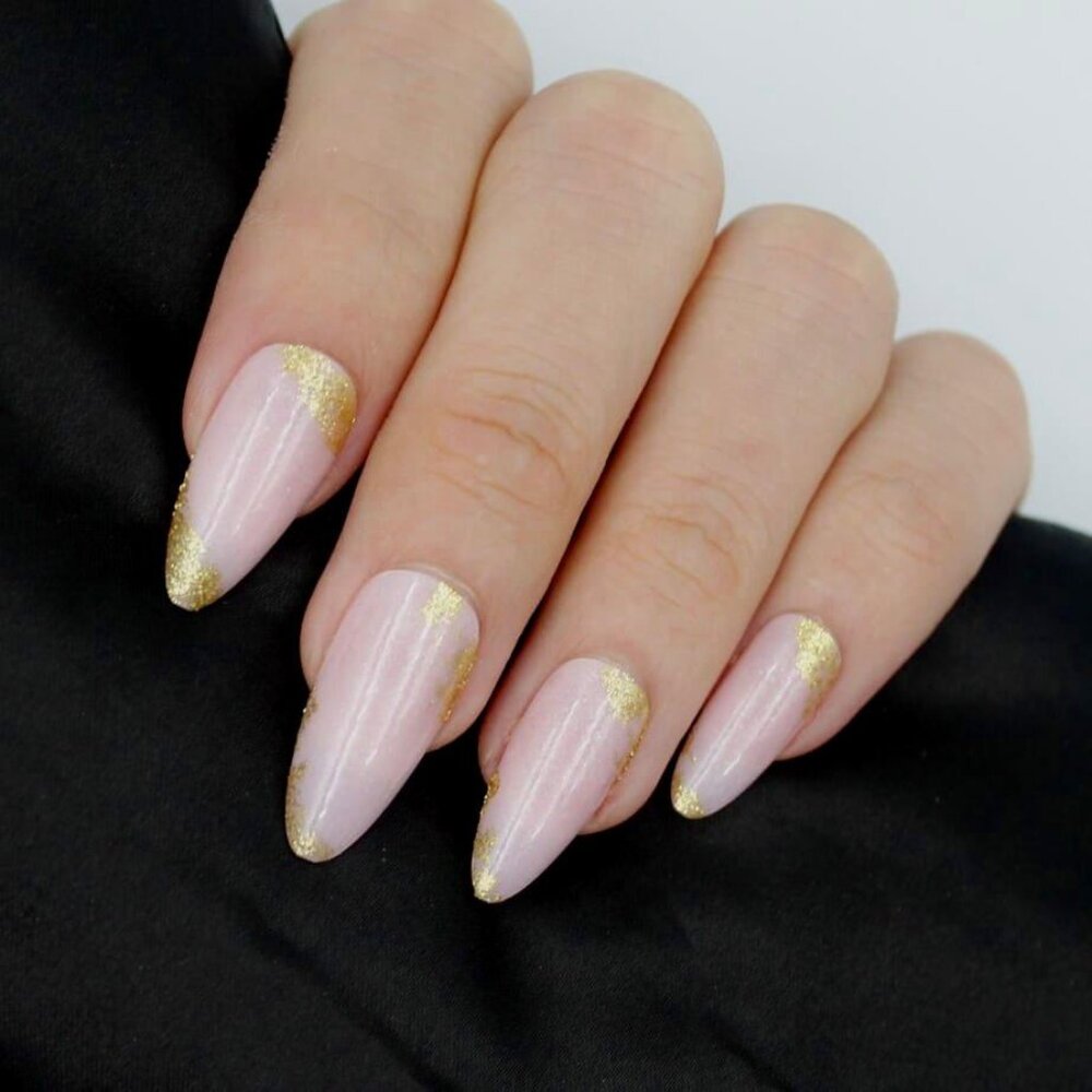 Gold and nude press on nails foil